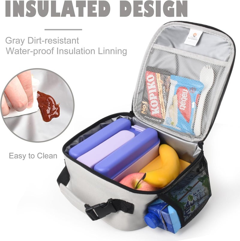 CaCTOUR Lunch Box Kids,Premium Insulated Lunch Bag for Girls Boys,Soft Bag Mini Cooler Back to School Thermal Reusable Lunch Bag for Work School Picnic (Gray) - Image 5